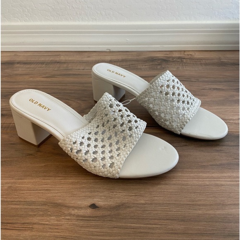 Never worn before white mules